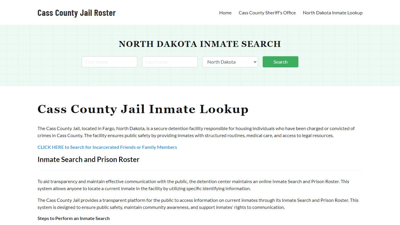 Cass County Jail Roster Lookup, ND, Inmate Search