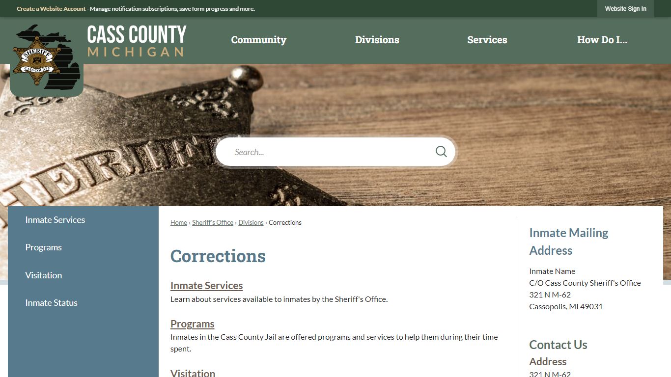 Corrections | Cass County, MI
